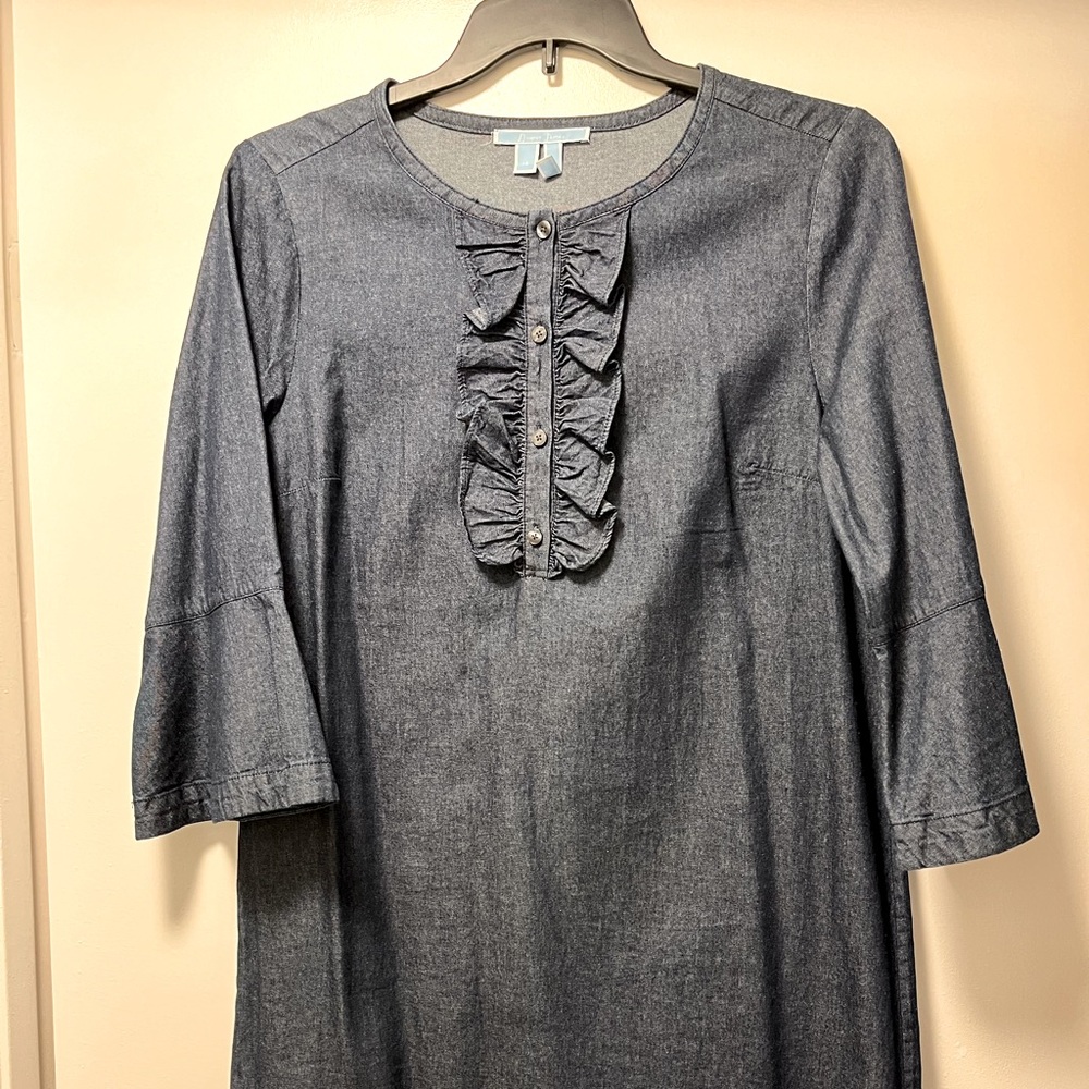 Draper James Chambray Ruffle Shirt Dress